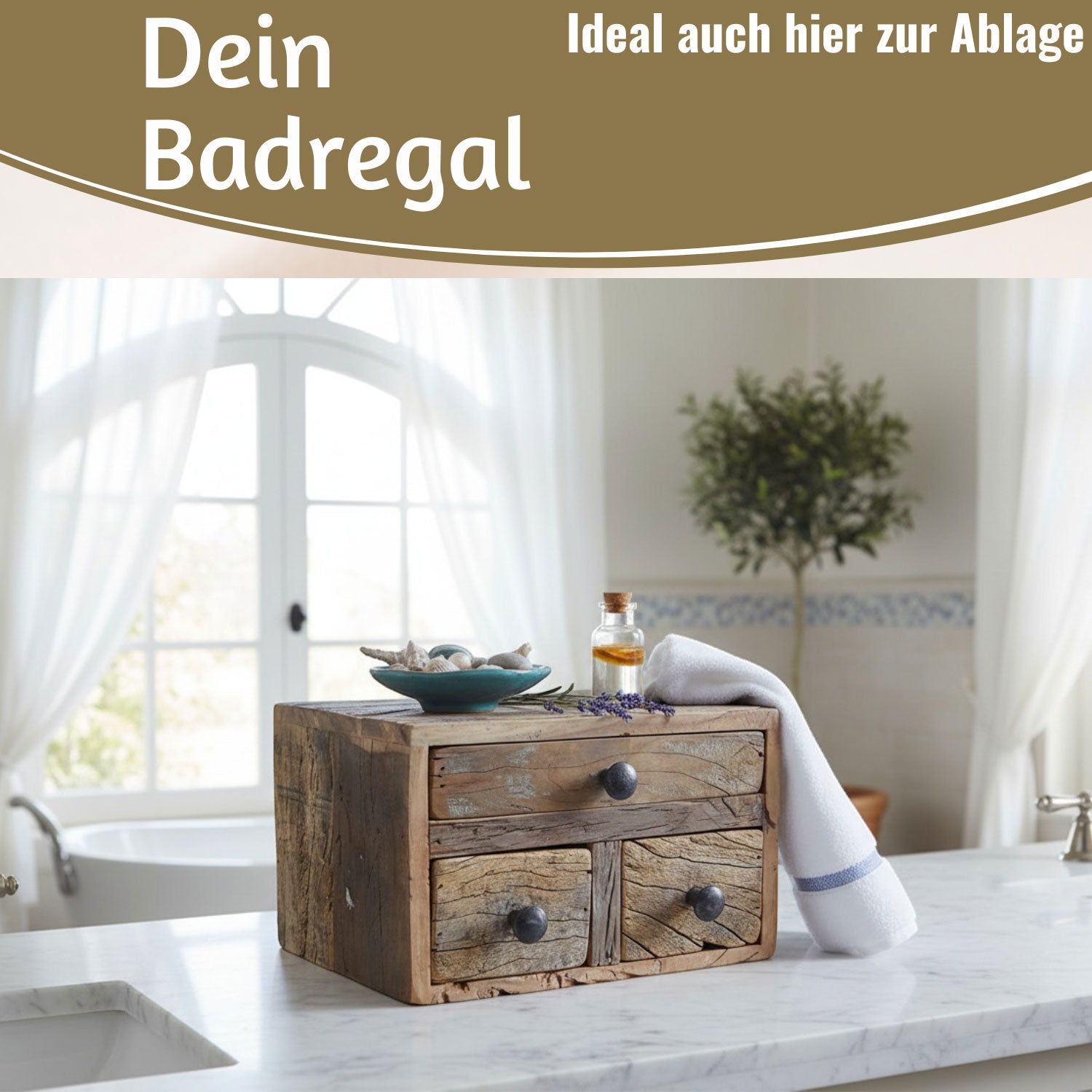 LS-LebenStil Möbel & Wohnen Aufbewahrungsbox Dehli Holz 30cm braun