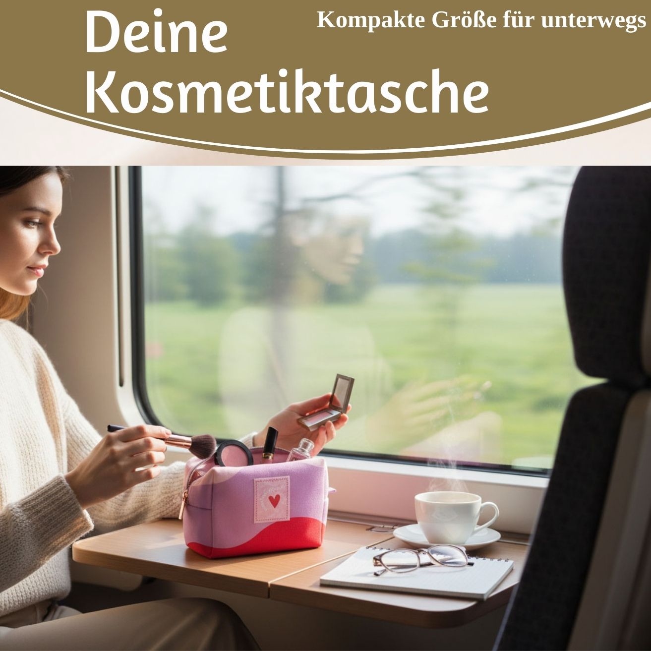 LS-LebenStil Kosmetiktasche Herz 14x11cm rosa Baumwolle
