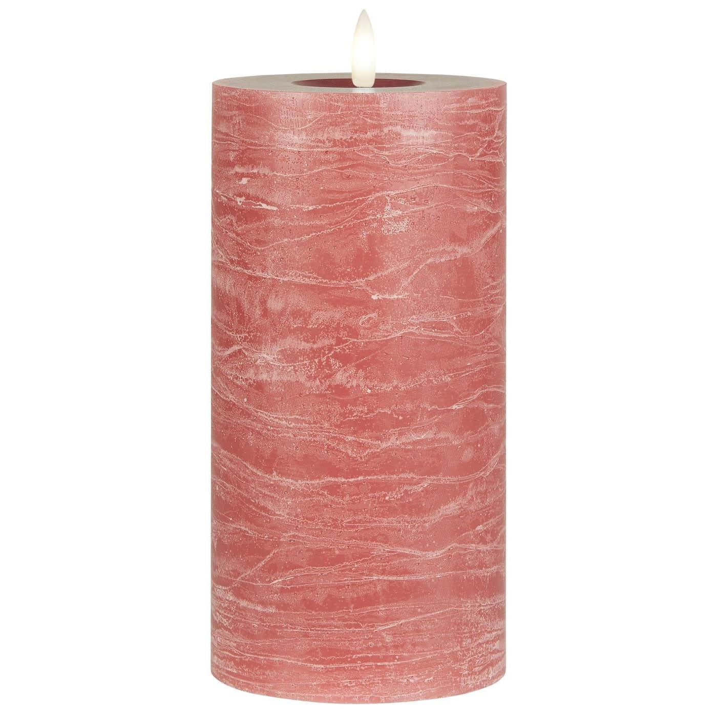 LS-LebenStil Möbel LED Stumpenkerze Rosa 20cm Echtwachs