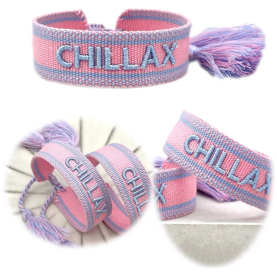 LS-LebenStil Uhren & Schmuck Chillax Webarmband Stoff rose-blau