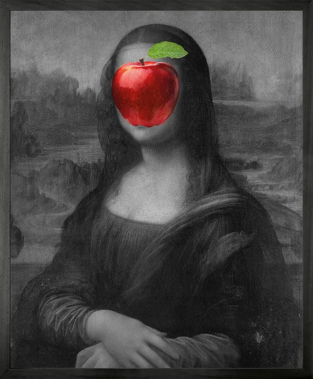 Mineheart Mona Lisa Apple Leinwandbild Rot 60x81cm Rahmen