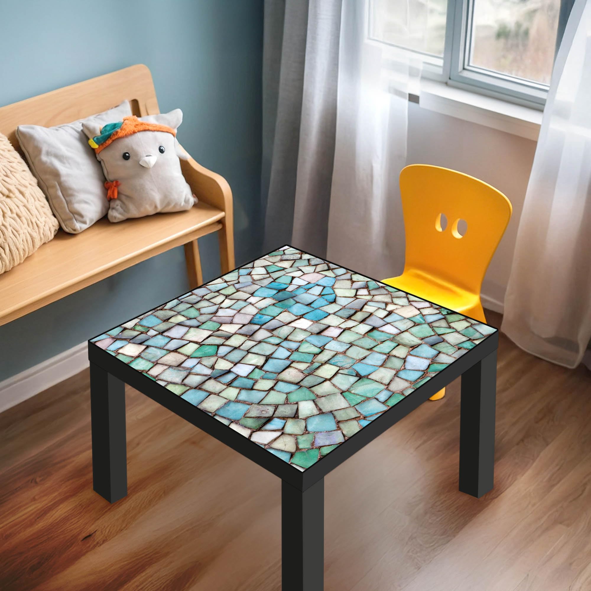 Banjado Möbelfolie Mosaik Blau Tischfolie 55x55 Kachel