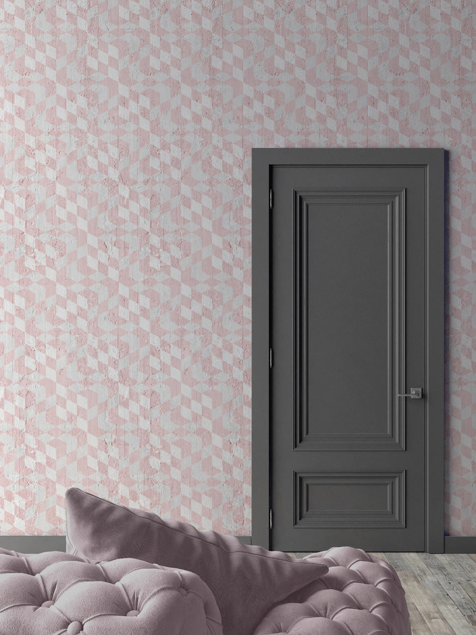 Mineheart Pink Geometric Cubes Tapete A3-Muster Rosa