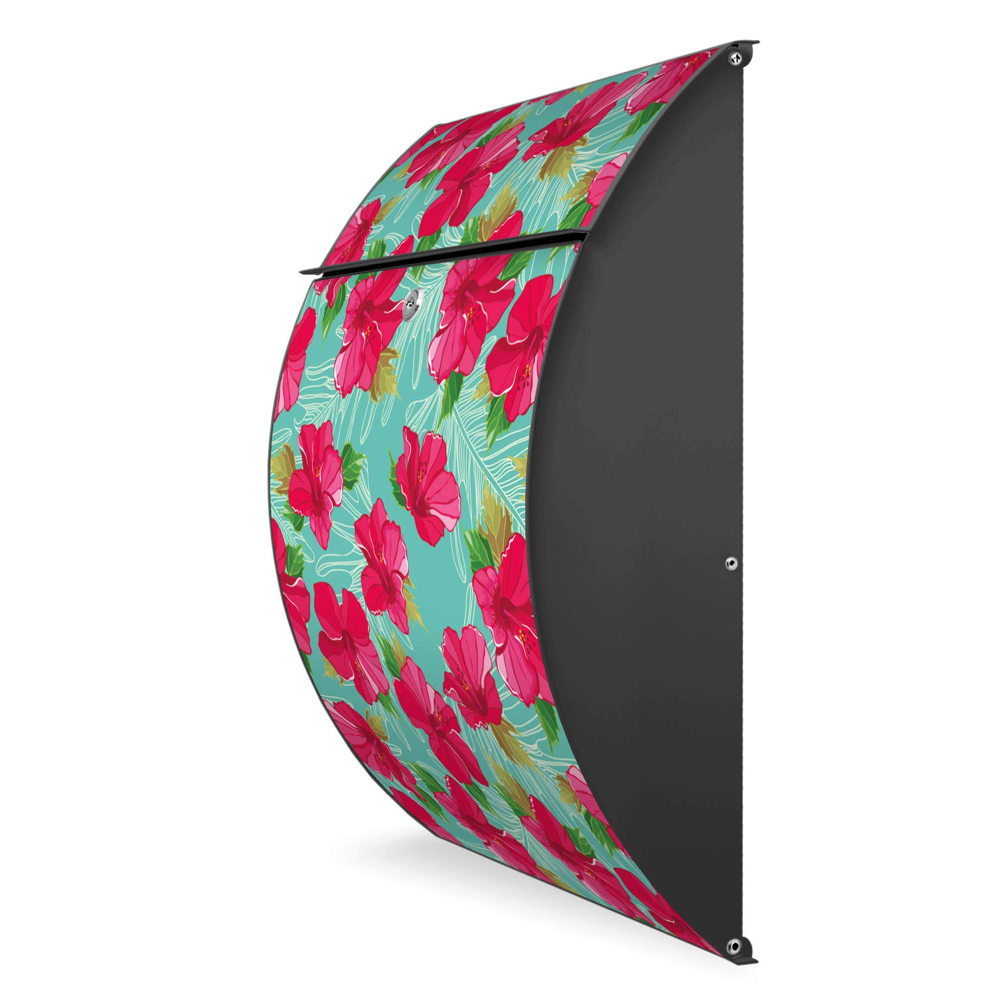 Banjado Riviera Briefkasten Anthrazit Hibiskus A4 Einwurf
