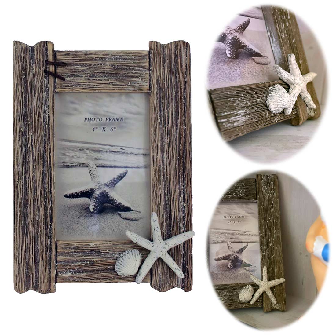 LS-LebenStil Vintage Bilderrahmen 10x15cm Maritim Strand