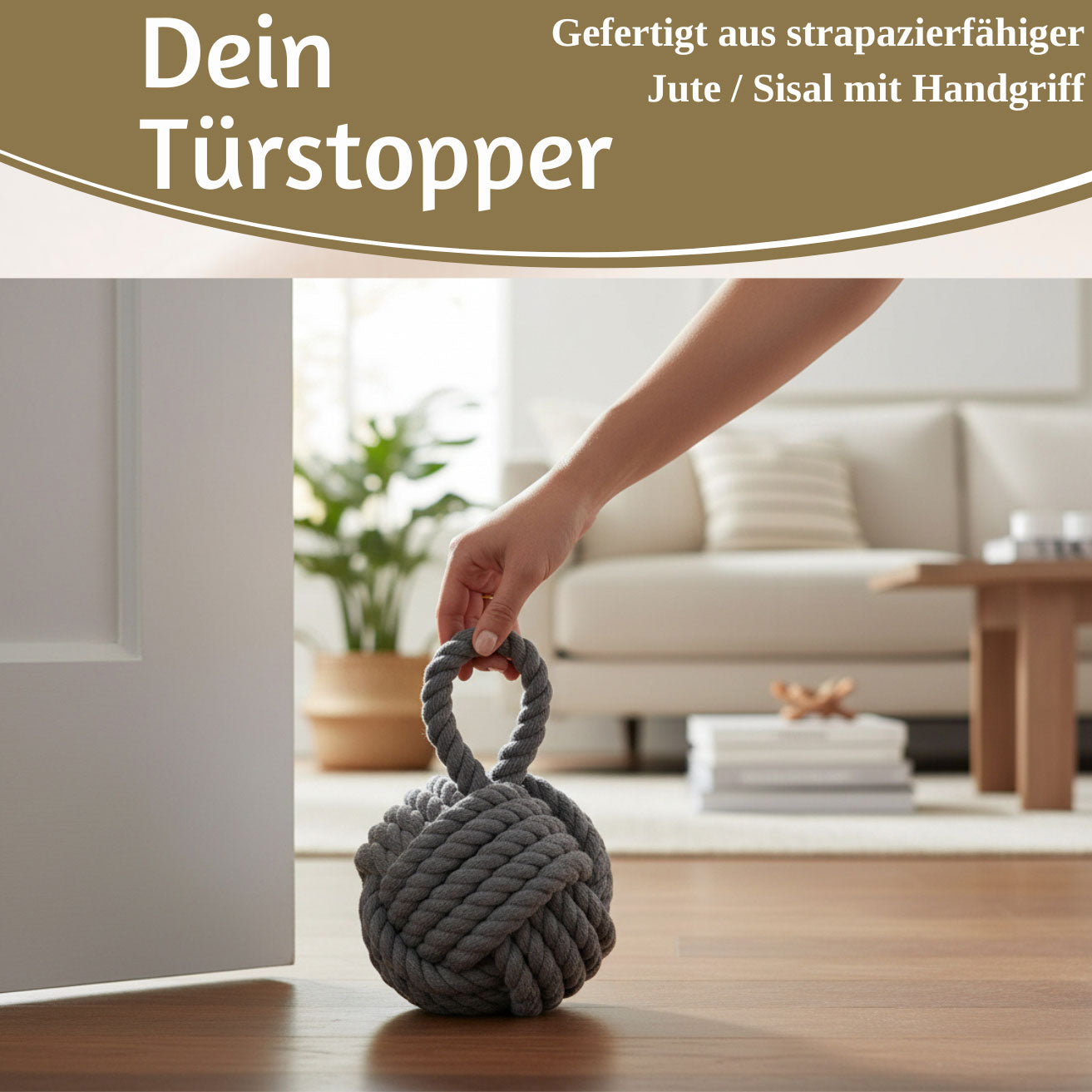 LS-LebenStil Möbel & Wohnen Türstopper Malmö Grau 23cm 1,3kg