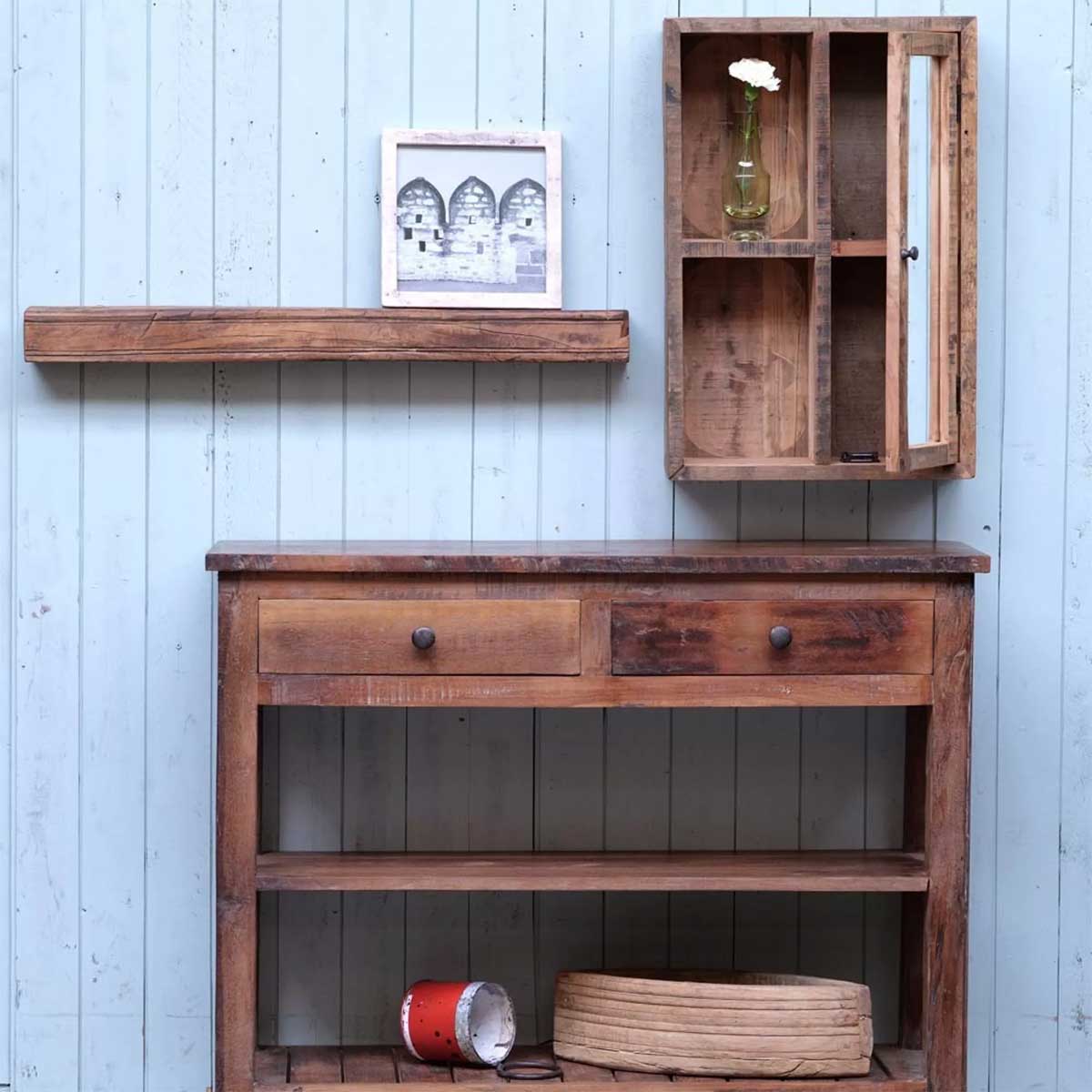 LS-LebenStil Möbel & Wohnen Wandregal Holz 45cm Braun
