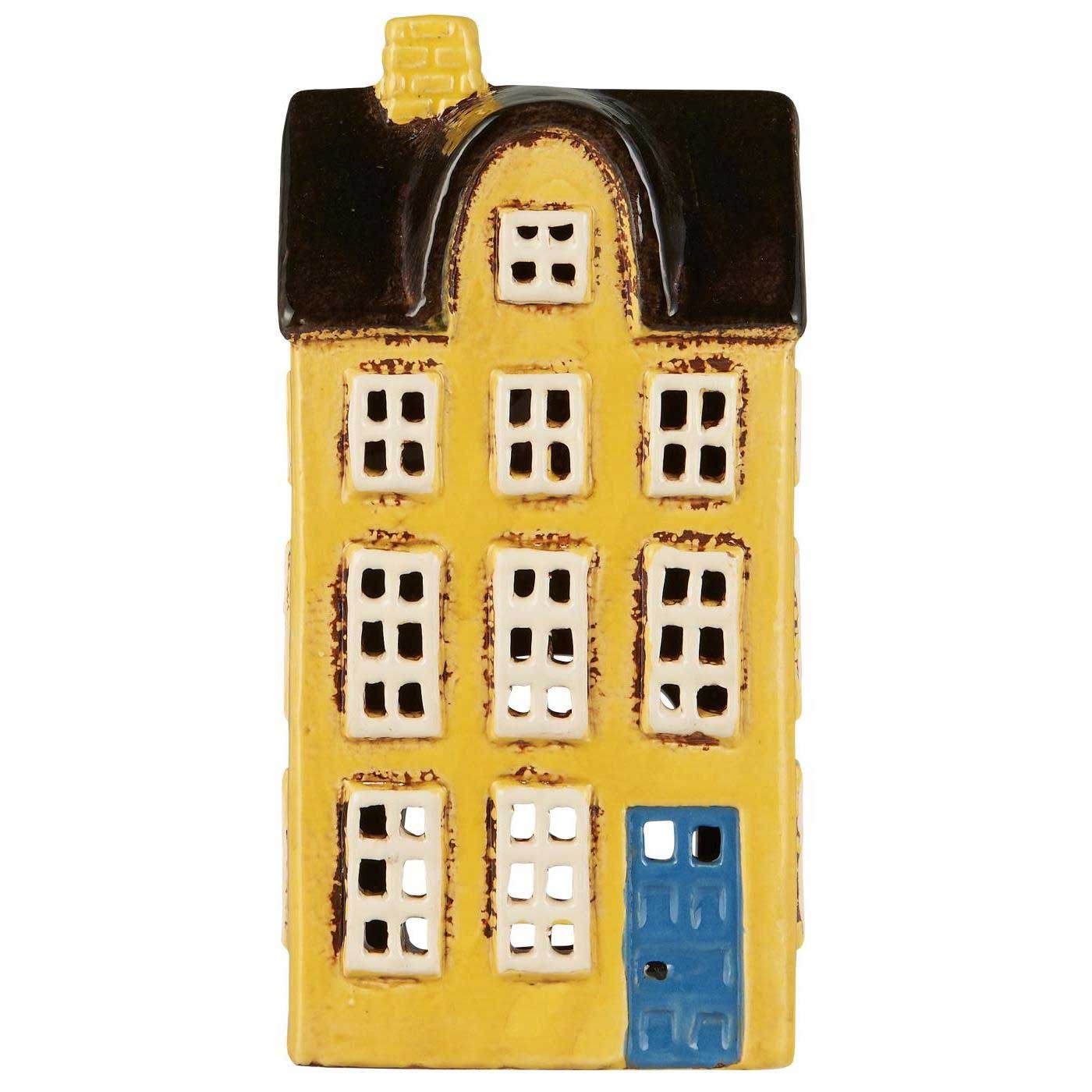 Ib Laursen Nyhavn Teelichthaus Keramik Gelb Blau 20cm