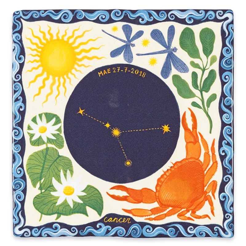Storytiles Delft Blue Cancer Wandfliese S 10x10 cm Sternzeichen Krebs