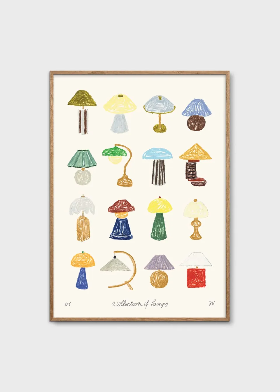 The Poster Club Art Prints A Collection of Lamps Poster A4