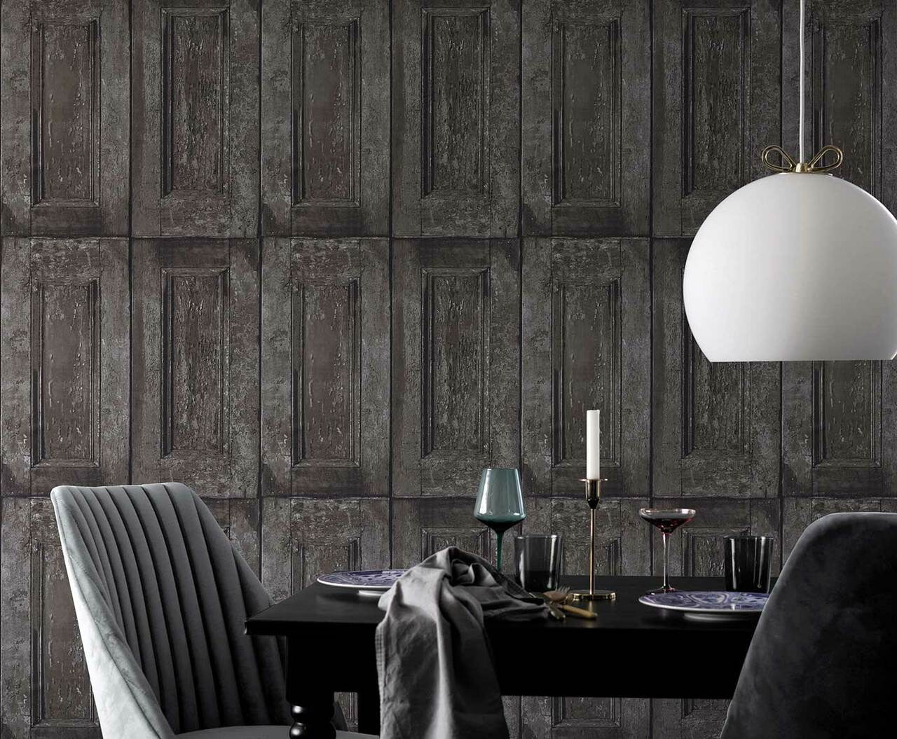 Mineheart Panelling Tapete Holzoptik Grau-Braun