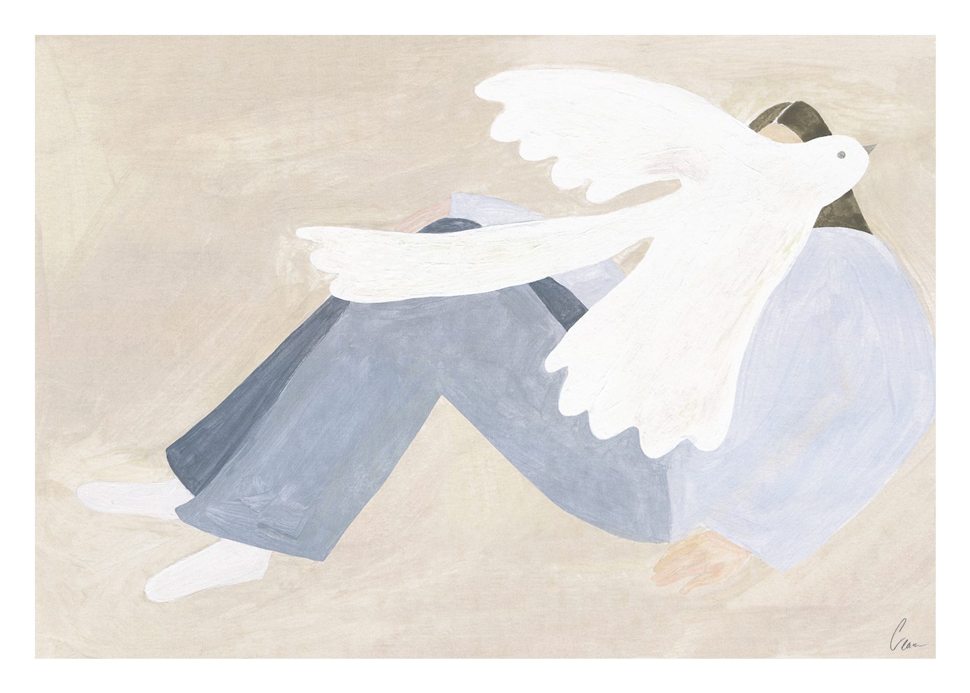 The Poster Club Bright Bird Poster 30x40 cm Vogel beige blau