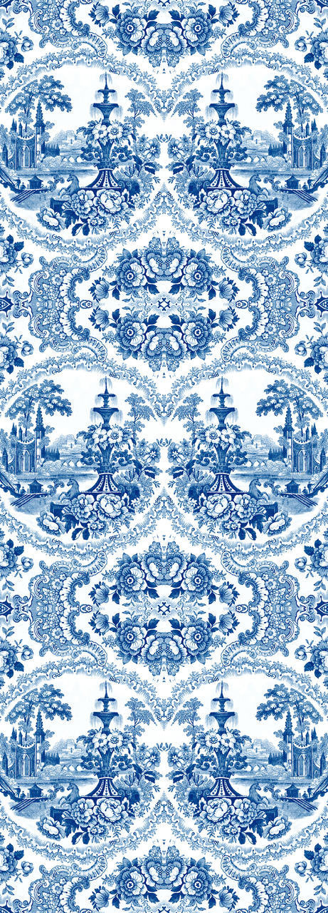 Mineheart Delft Baroque Tapete Blau A3 Muster Porzellan