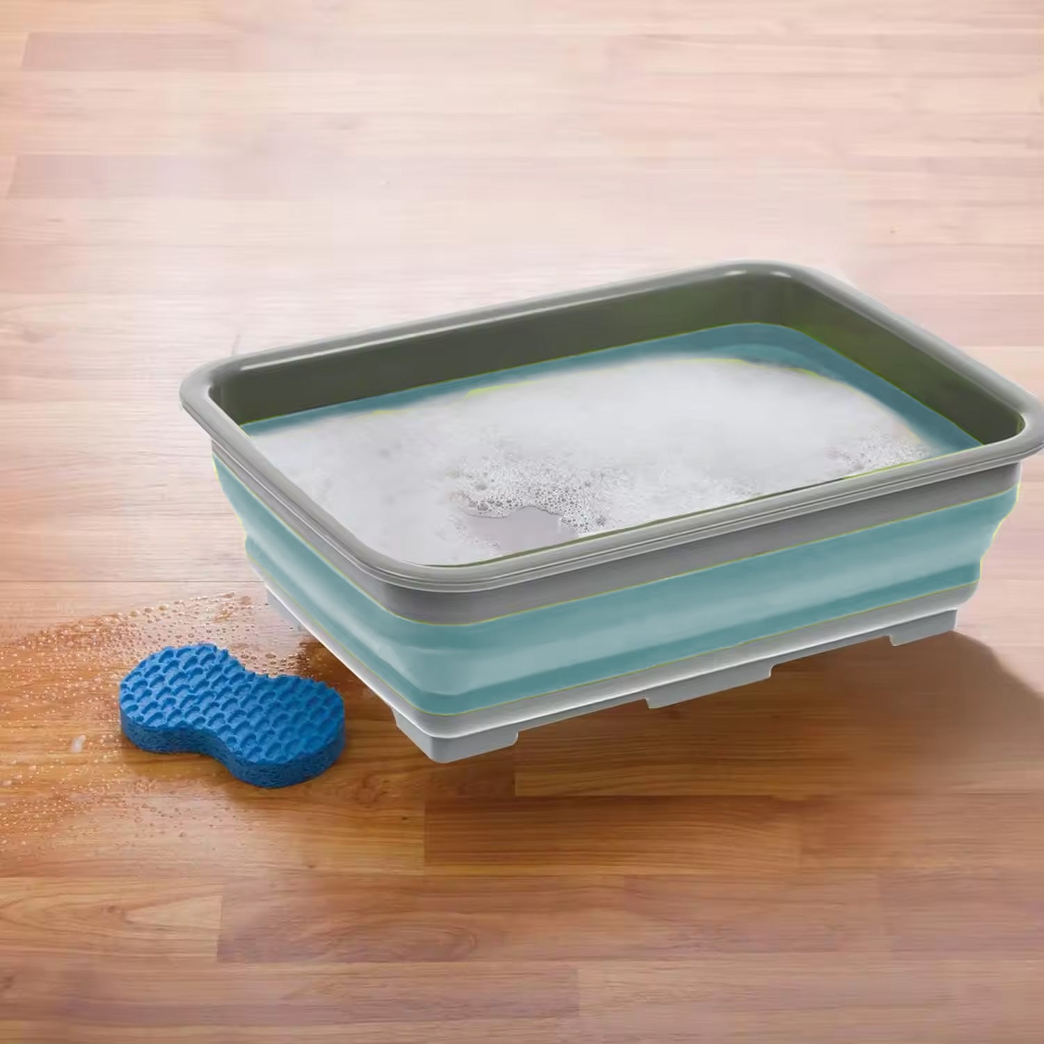 LS-LebenStil Flexible Waschschüssel 8L 37x27cm Grün Grau