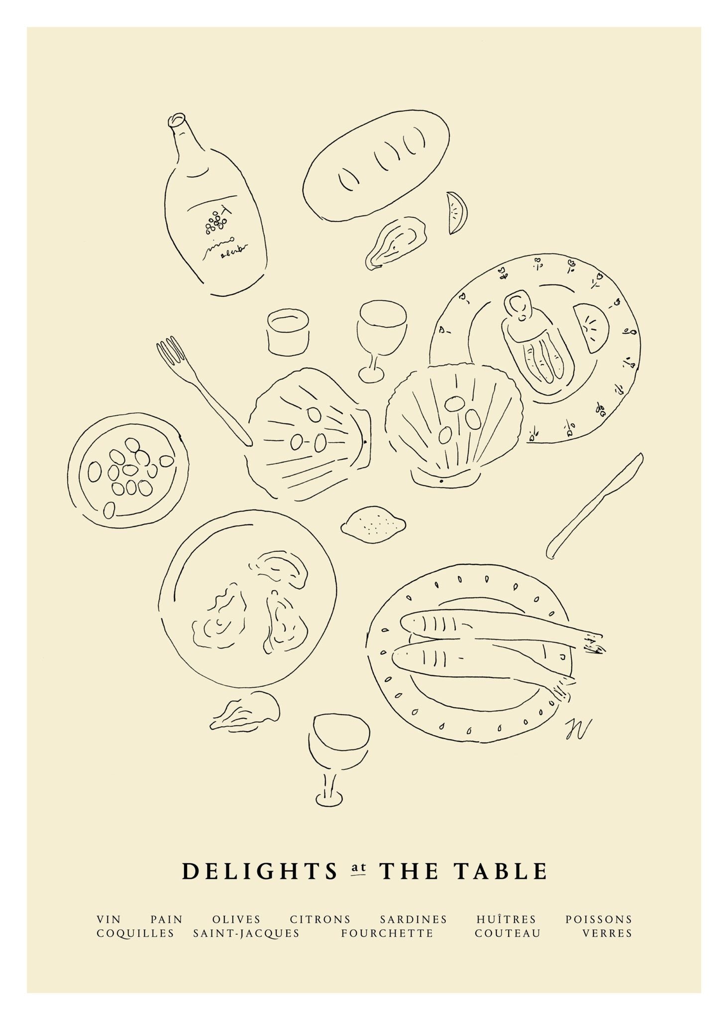 The Poster Club Art Prints Delights at the Table Poster A4 Beige