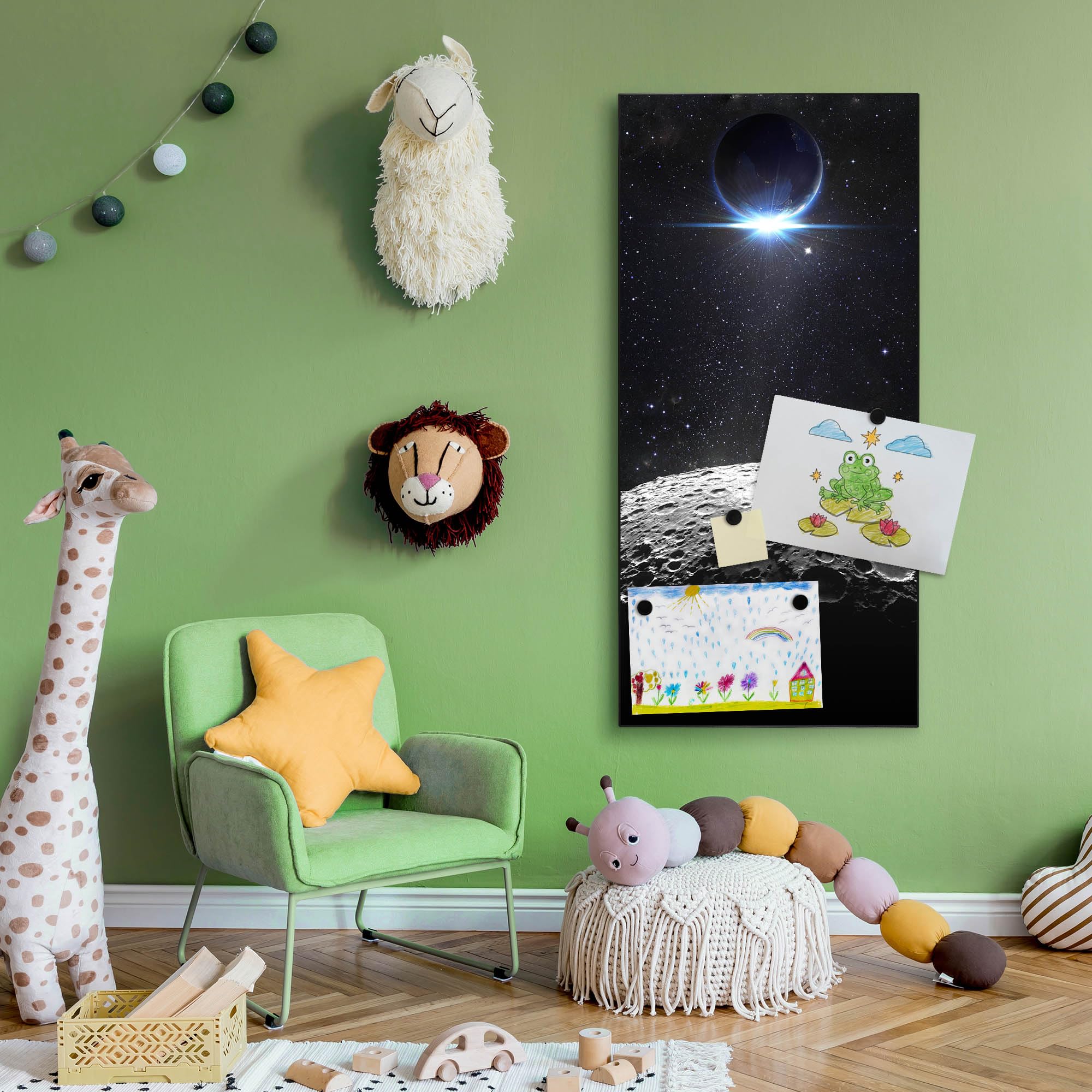 Banjado Magnettafel Mondlandschaft Metall 37x78 weiß Magneten