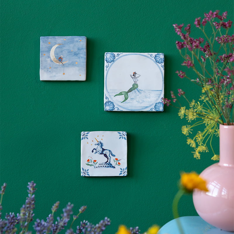 Storytiles Delft Blue Zeemeermin Wandfliese S 10x10 cm Meerjungfrau