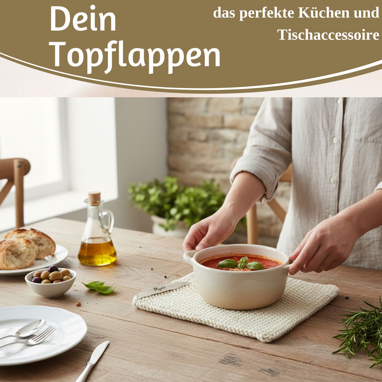 LS-LebenStil Mynte Topflappen Latte Cream 22cm Baumwolle