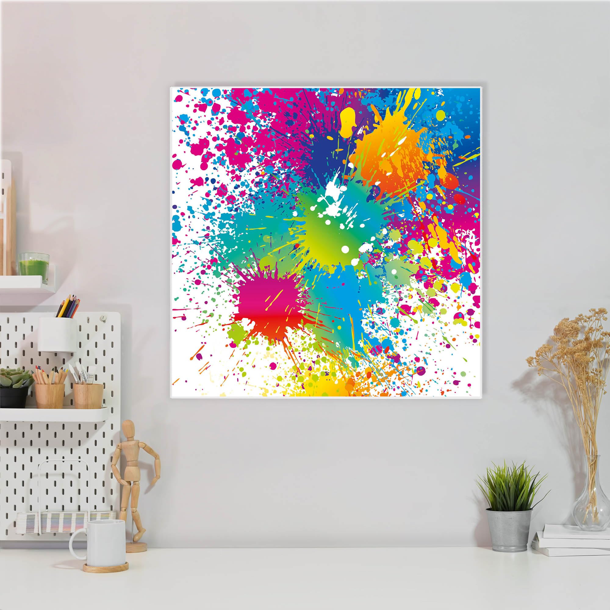 Banjado Magnettafel Farbspritzer 50x50 cm Metall Bunt