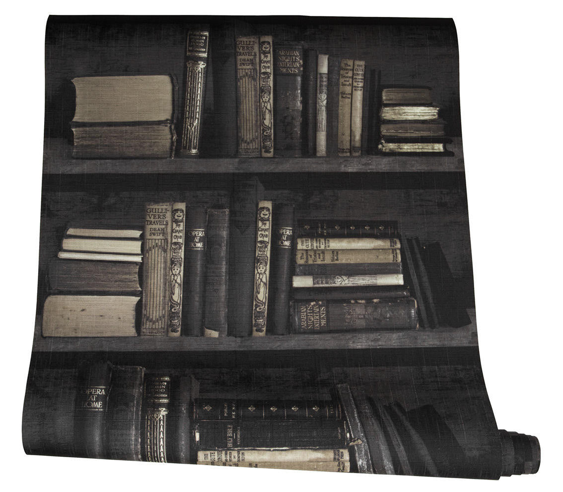 Mineheart Dark Bookshelf Tapete Bücherregal Dunkel