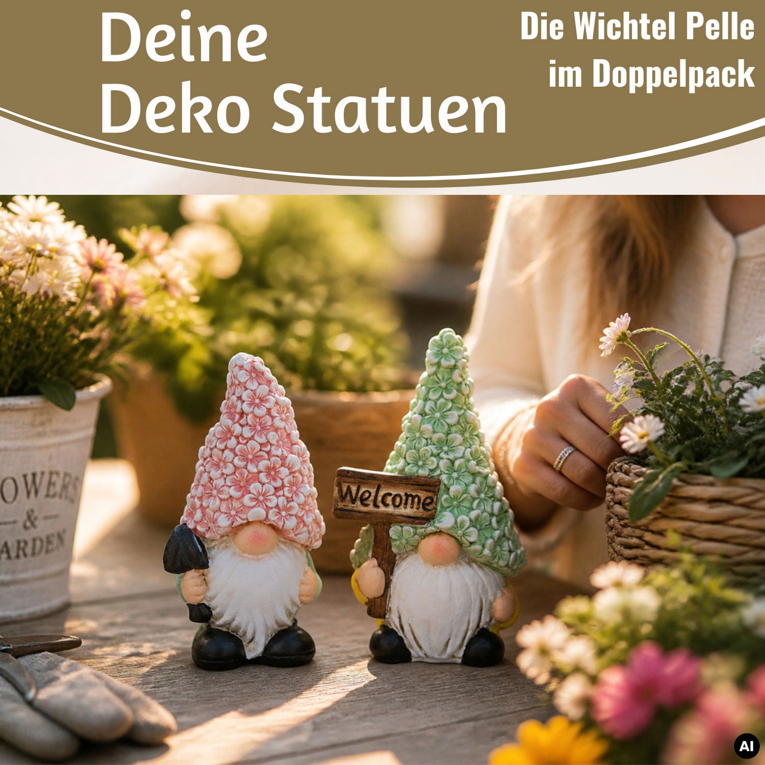 LS-LebenStil Garten & Camping Wichtel Figuren 16cm 2er Magnesia