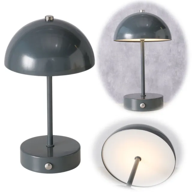 LS-LebenStil LED Tischlampe Grau 25cm Touch Dimmbar