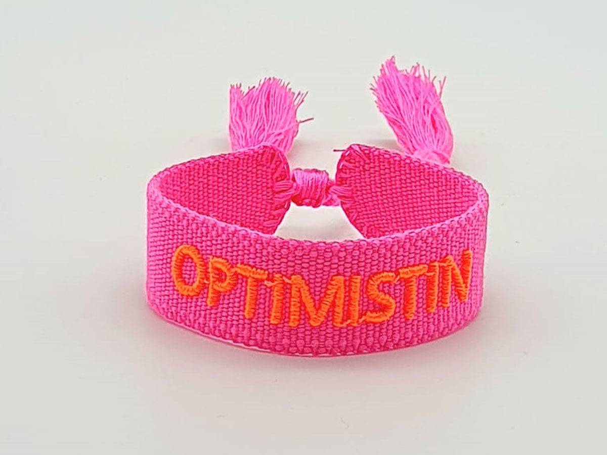 LS-LebenStil Uhren Armband Optimistin Neon Pink Orange Canvas