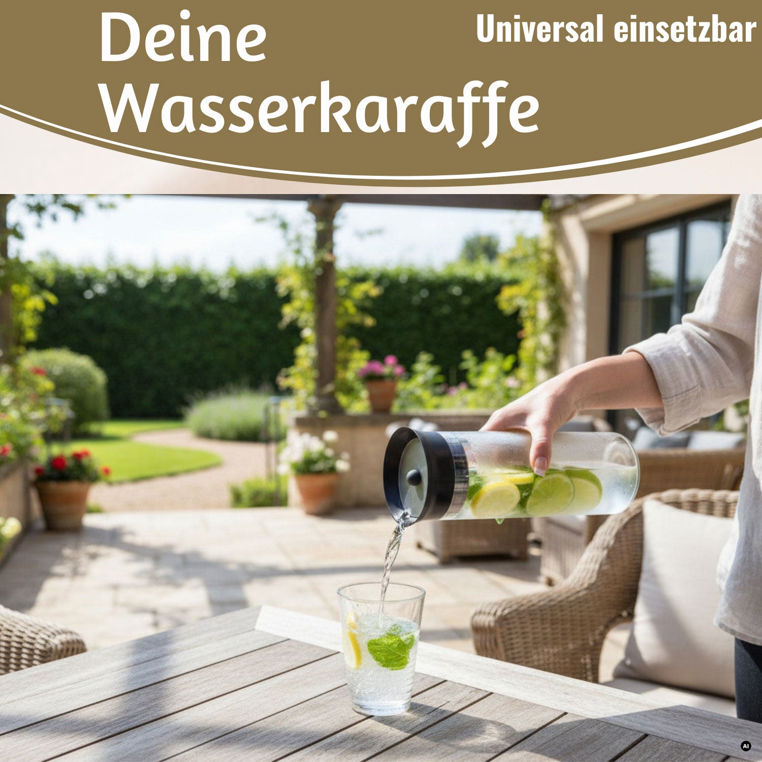 LS-LebenStil Küche & Haushalt Glaskaraffe Borosilikat 1L transparent