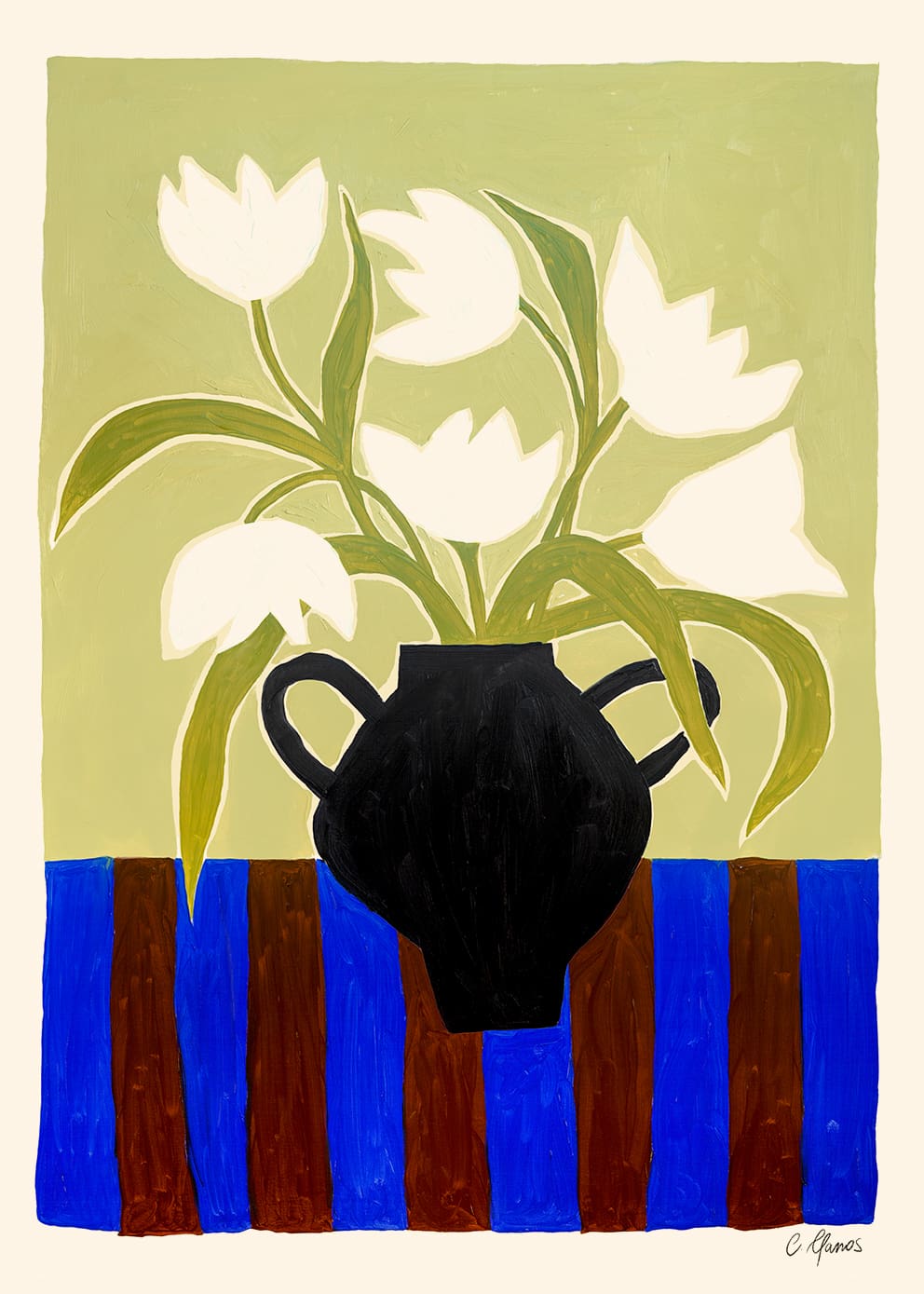 The Poster Club Flowers and Stripes Poster 30x40 cm Blumen