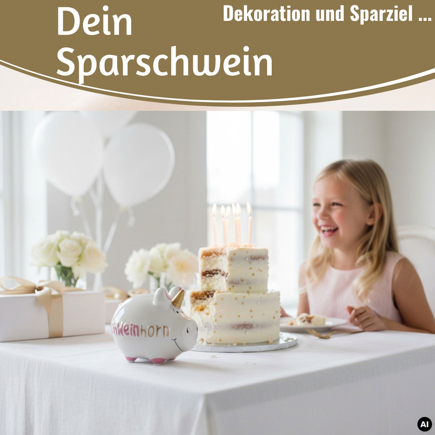 LS-LebenStil Möbel Wohnen Schweinhorn Spardose Weiß Rosa