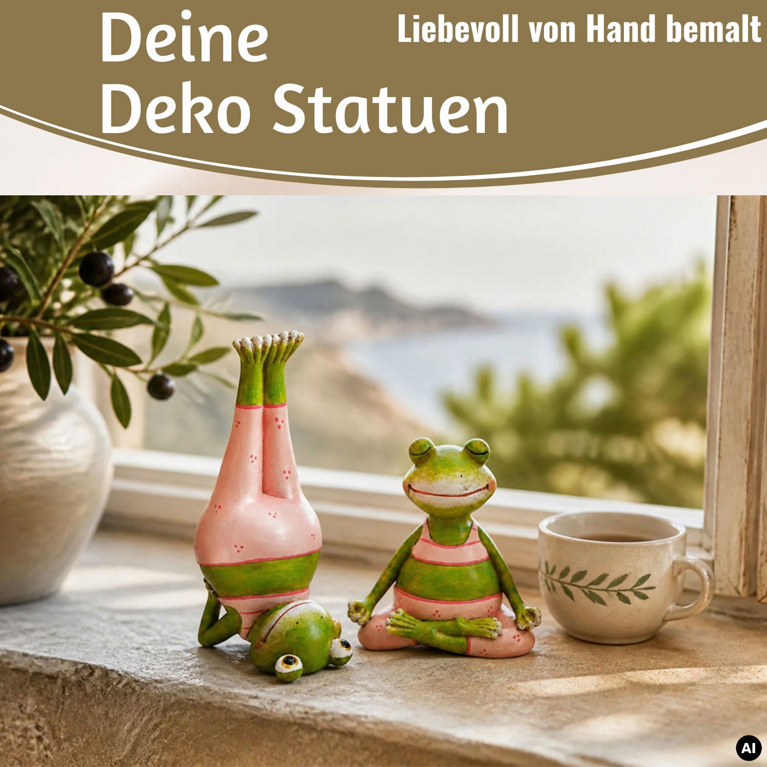 LS-LebenStil Happy Frogs Yoga Frosch Dekofigur 2er Set 11cm