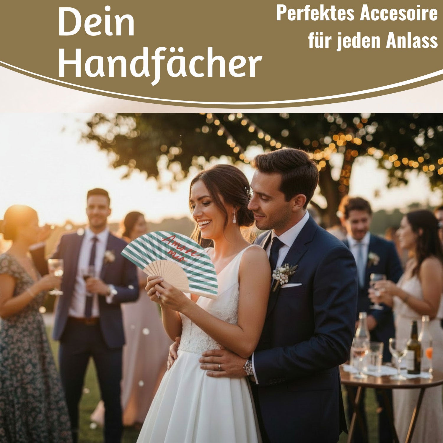 LS-LebenStil Amore Mio Handfächer Holz faltbar grün-weiß-rot