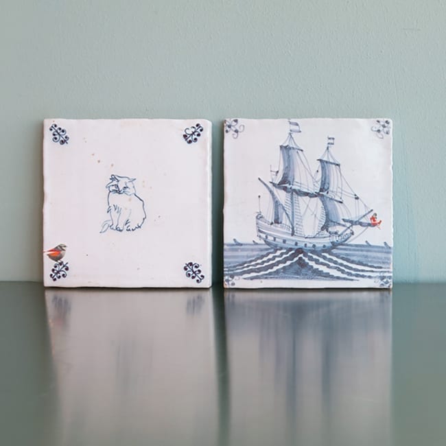 Storytiles Delft blue Rustig lezen Wandfliese S 10x10 cm Schiff