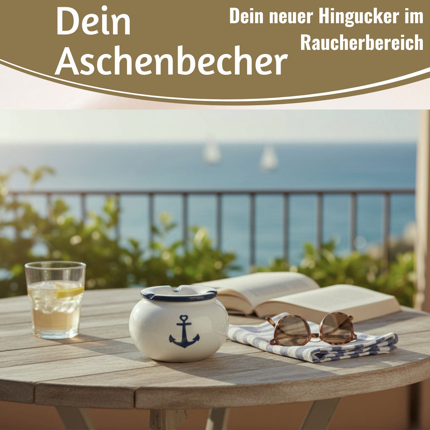 LS-LebenStil Küche & Haushalt Anker Sturmaschenbecher Keramik 10cm