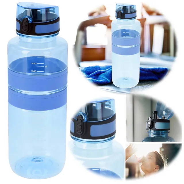 LS-LebenStil XL Sportflasche 1500ml blau auslaufsicher Strohhalm