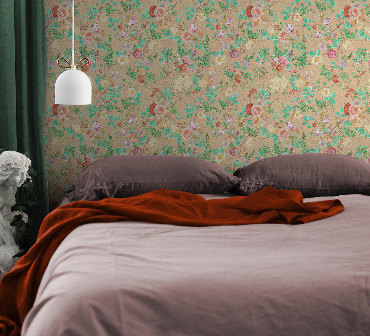 Mineheart Wallpaper Floral Spring Tapete Pfirsich Orange