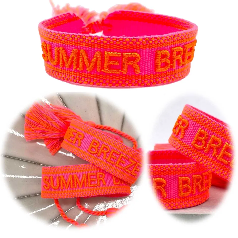 LS-LebenStil Summer Breeze Armband Neon Quasten Canvas