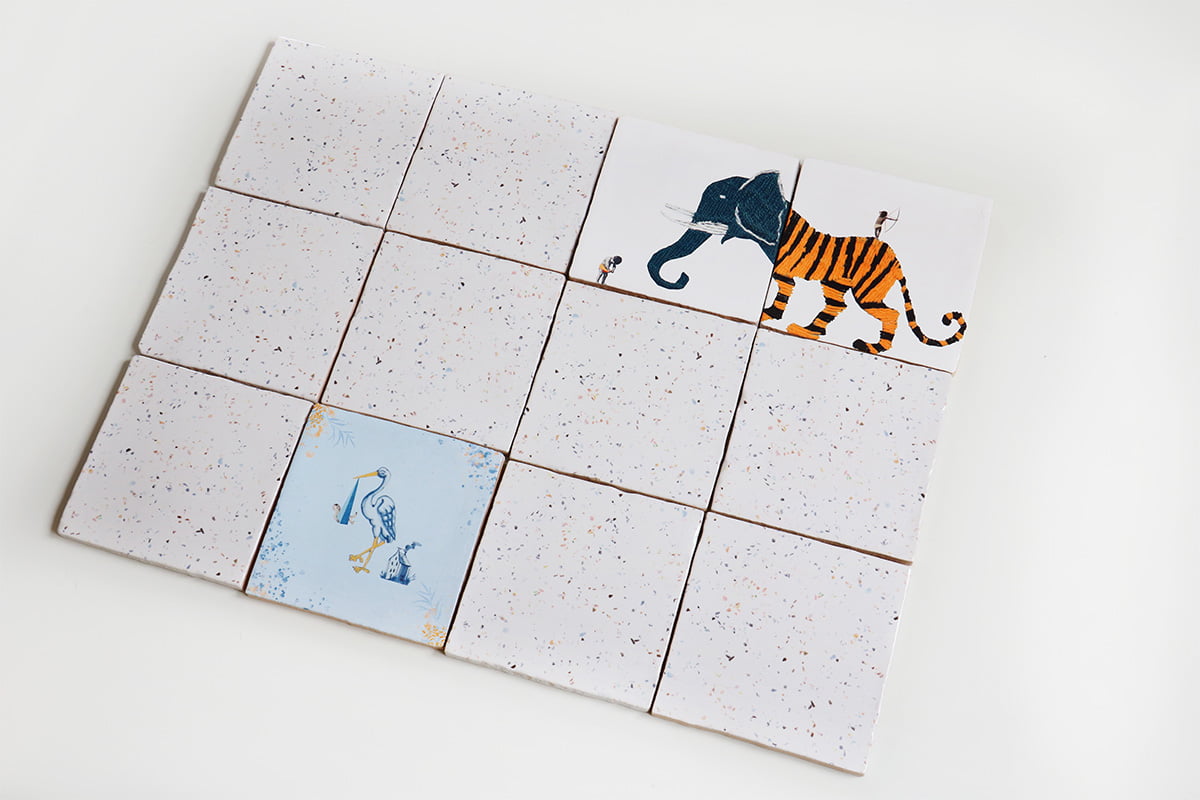 Storytiles Plain tiles Kleurrijke Stippen Fliese 13x13 cm Sample