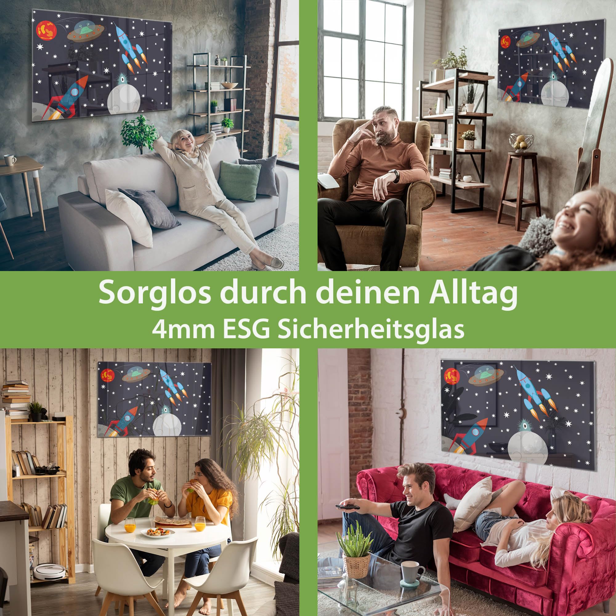 Banjado Magnettafel Space Traffic Magnettafel 120x80 Glas