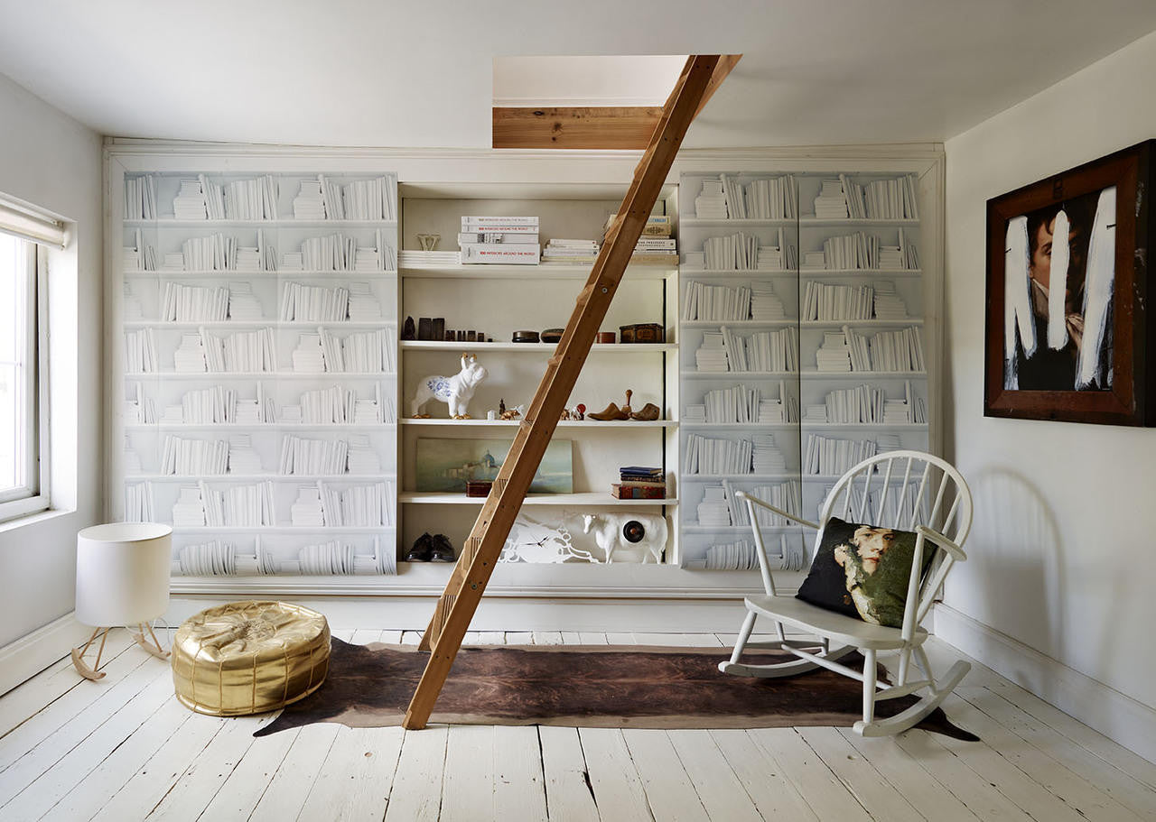Mineheart White Bookshelf Tapete Weiss Rolle