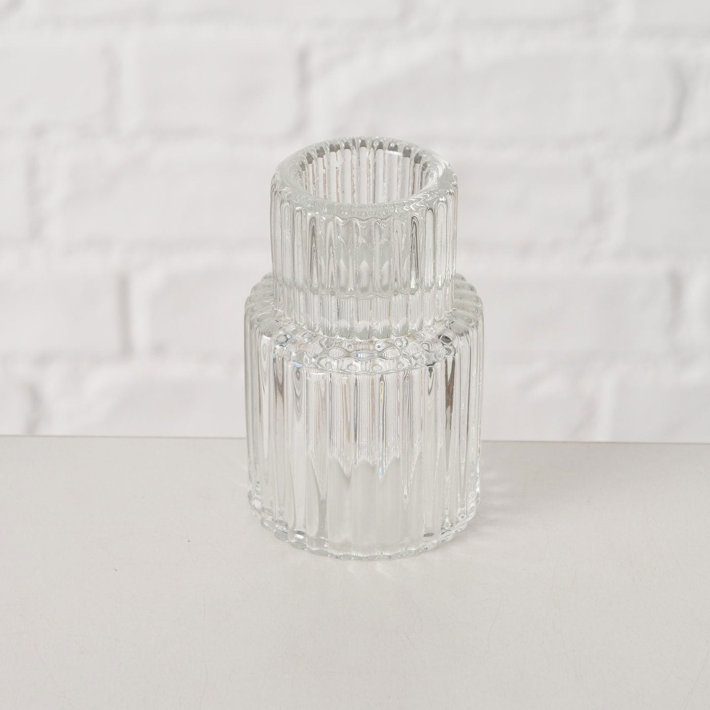 LS-LebenStil Küche & Haushalt Kerzenständer Glas Klar 7cm 3er Set