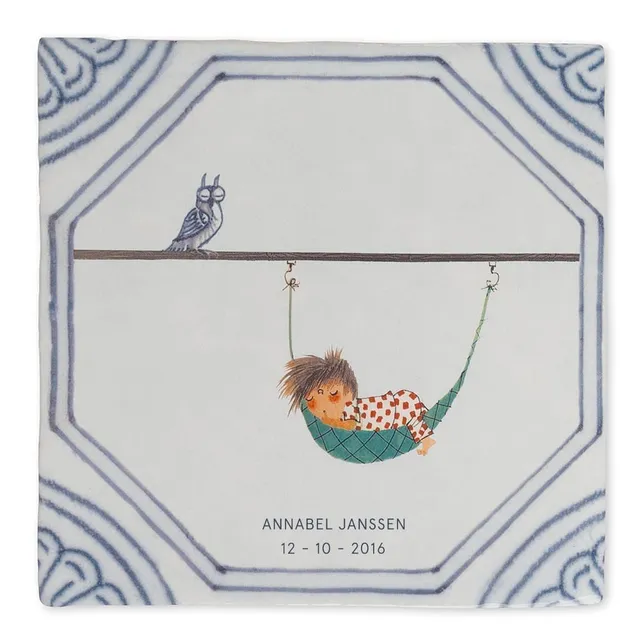 Storytiles Delft Blue Een middagdutje Fliese 10x10 cm Baby