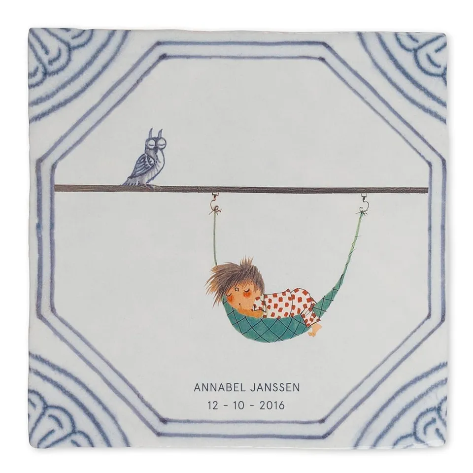 Storytiles Delft Blue Een middagdutje Fliese 10x10 cm Baby