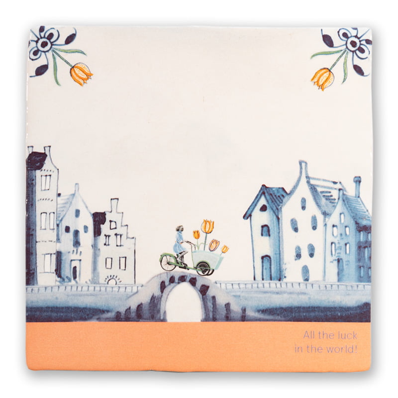 Storytiles Delft Blue Tulpen unterweg Fliese S 10x10 cm Bestseller