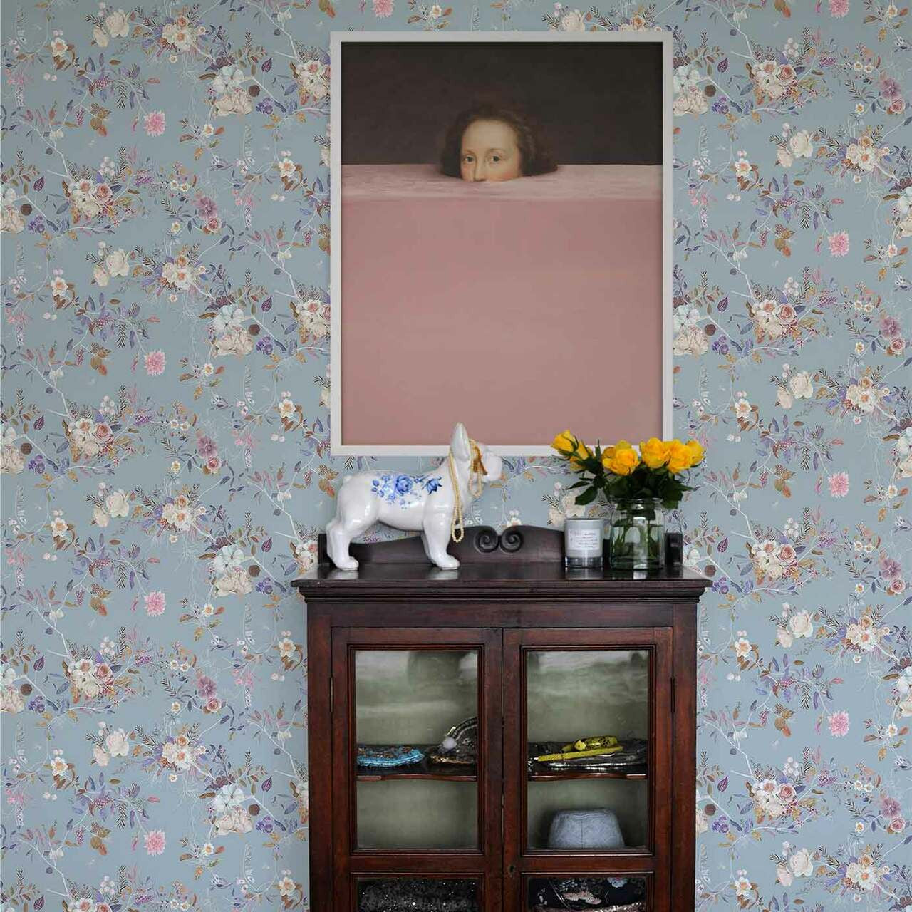 Mineheart Wildflower Tapete Duck Egg Blau Blumen