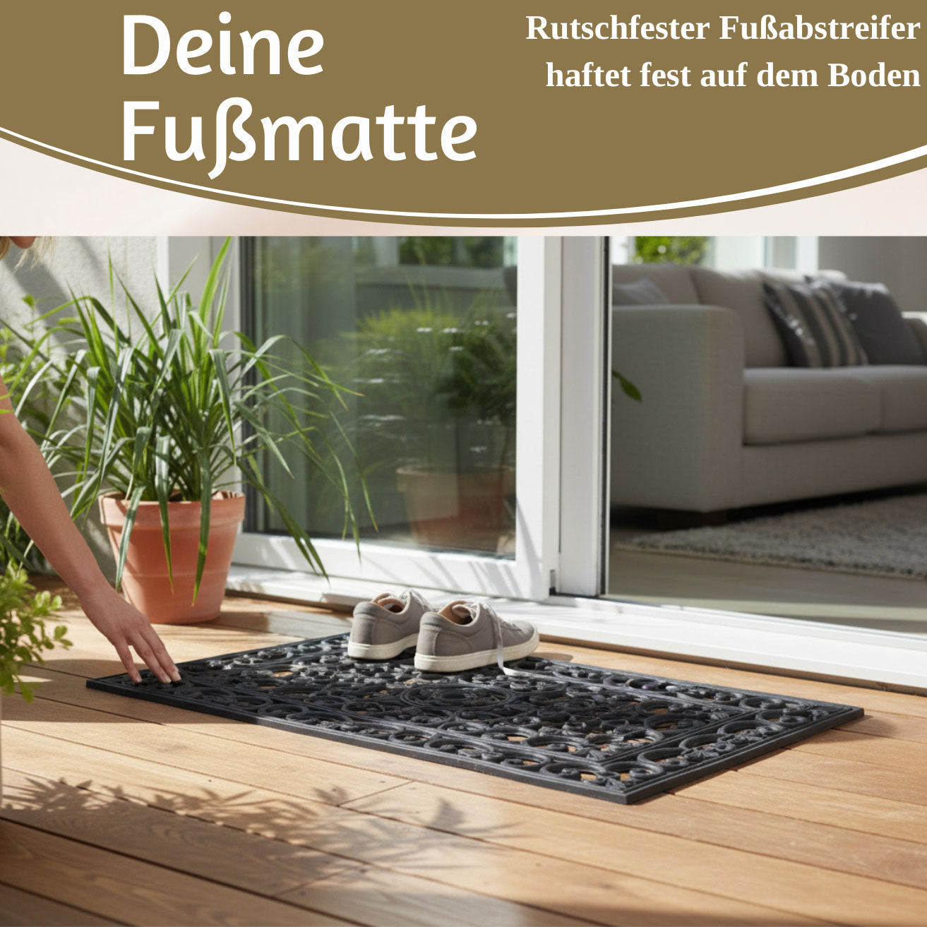 LS-LebenStil Möbel & Wohnen Türmatte Gummi Filigran 75x45cm Schwarz
