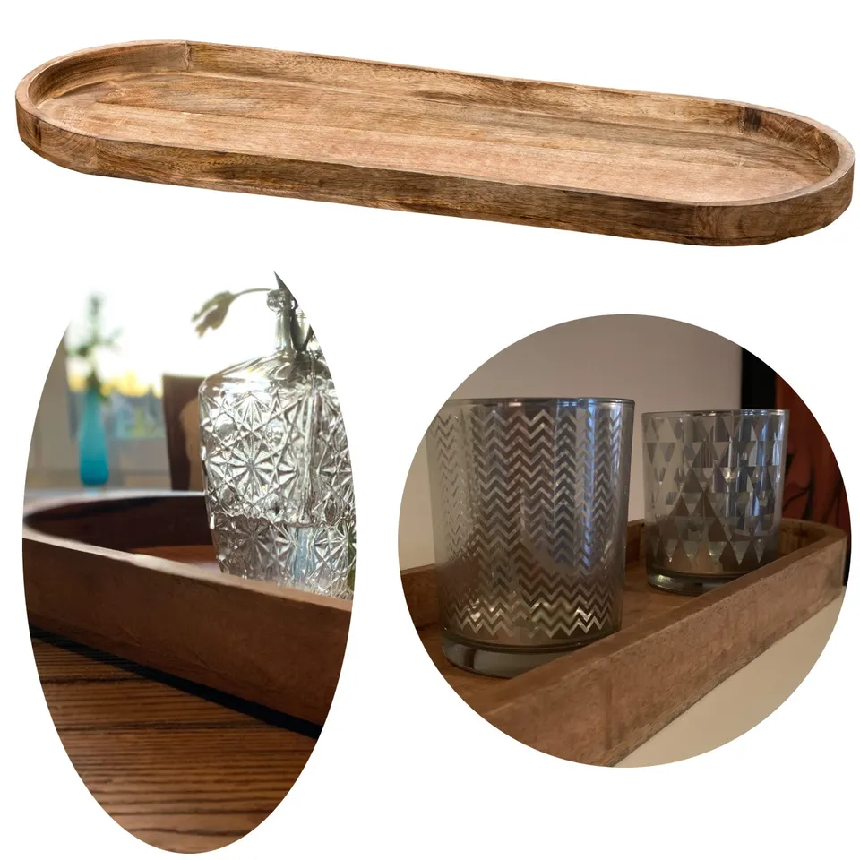 LS-LebenStil Bombay XXL Tablett Mango-Holz Braun 81cm