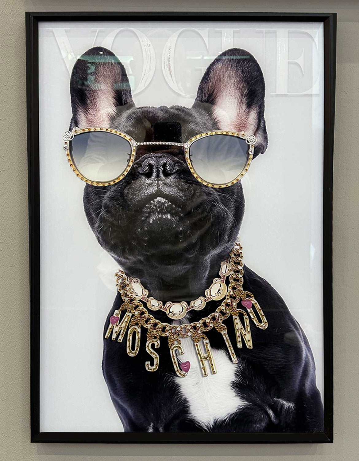 LS-LebenStil Doggy Wandbild 40x60cm Bulldogge schwarz Vogue