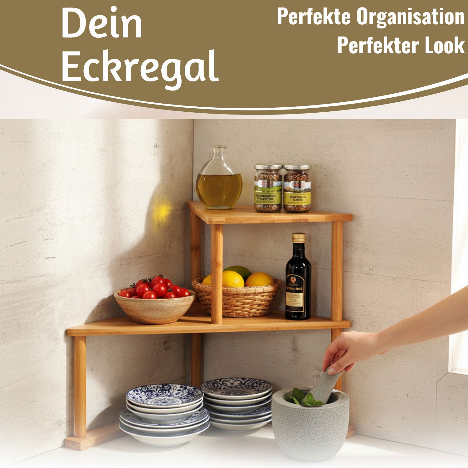 LS-LebenStil Küche & Haushalt Eckregal Holz 39x52cm Gewürzregal