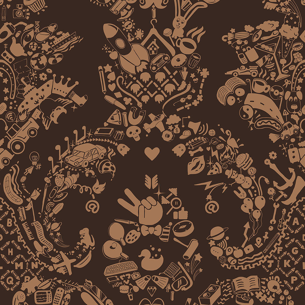Mineheart Wallpaper New World Damask Tapete Braun Beige